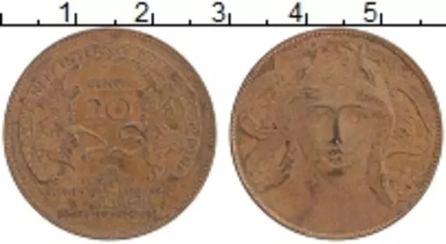 Монета 20 чентезимо Италии 1906 года Бронза Миланская выставка