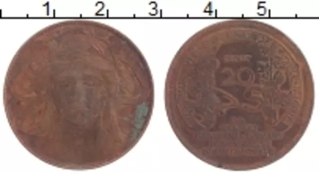 Монета 20 чентезимо Италии 1906 года Медь Миланская выставка