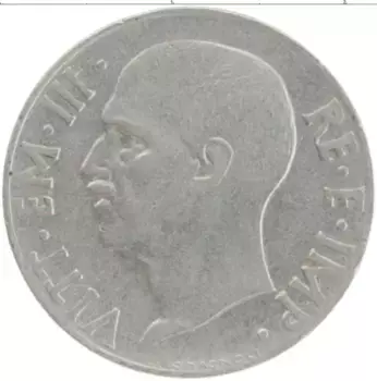 Монета 20 чентезимо Италии 1940 года Медно-никель Витторио Эммануил III
