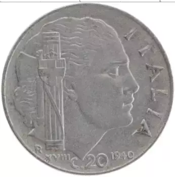Монета 20 чентезимо Италии 1940 года Железо Виктор Эммануил III
