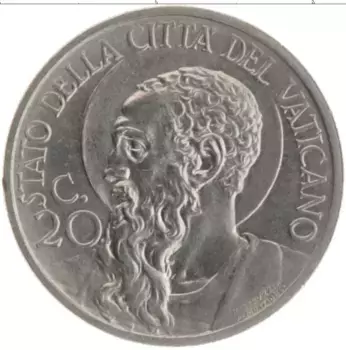 Монета 20 чентезимо Ватикана 1931 года Медно-никель Пий XI
