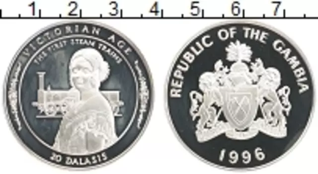 Монета 20 даласи Гамбии 1996 года Серебро Викторианская эпоха