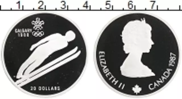 Монета 20 долларов Канады 1987 года Серебро Олимпийские игры в Калгари
