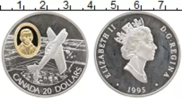 Монета 20 долларов Канады 1995 года Серебро Елизавета II
