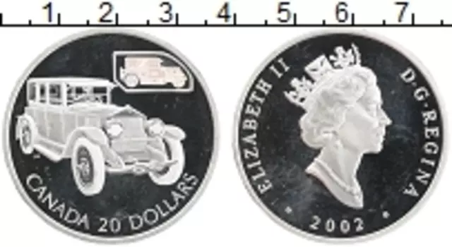 Монета 20 долларов Канады 2002 года Серебро Автомобиль
