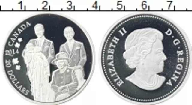 Монета 20 долларов Канады 2014 года Серебро Елизавета II