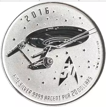Монета 20 долларов Канады 2016 года Серебро `Елизавета II