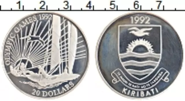 Монета 20 долларов Кирибати 1992 года Серебро XXV Летние олимпийские игры в Барселоне 1992