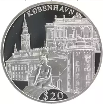 Монета 20 долларов Либерии 2000 года Серебро Копенгаген