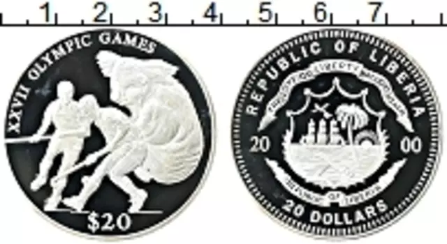 Монета 20 долларов Либерии 2000 года Серебро XXVII Летние олимпийские игры в Сиднее