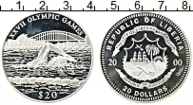 Монета 20 долларов Либерии 2000 года Серебро XXVII Летние олимпийские игры в Сиднее