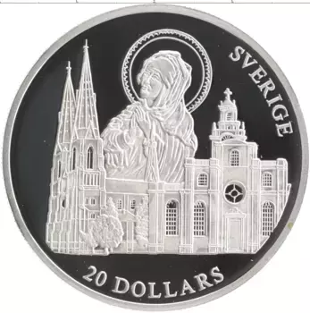 Монета 20 долларов Либерии 2001 года Серебро Швеция