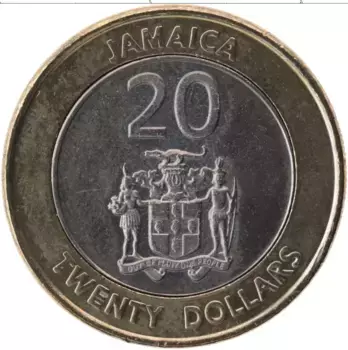 Монета 20 долларов Ямайки 2001 года Биметалл Маркус Гарви