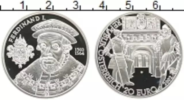 Монета 20 евро Австрии 2002 года Серебро Фердинанд I