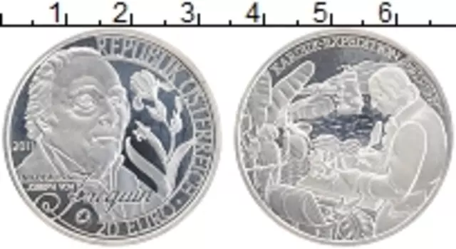 Монета 20 евро Австрии 2011 года Серебро Европейские исследователи