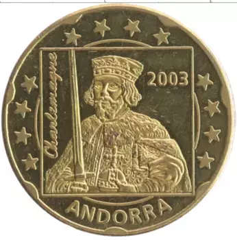 Монета 20 евроцентов Андорры 2003 года Латунь Проба