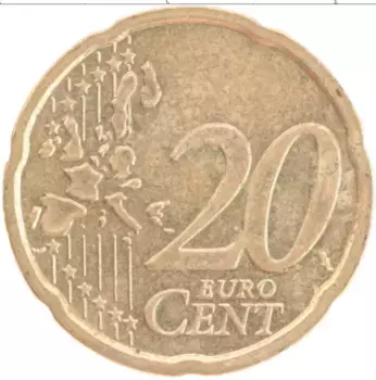 Монета 20 евроцентов Австрии 2002 года Латунь