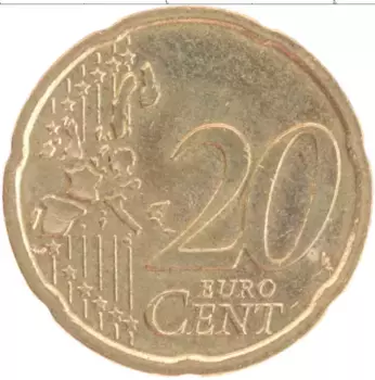 Монета 20 евроцентов Австрии 2002 года Латунь