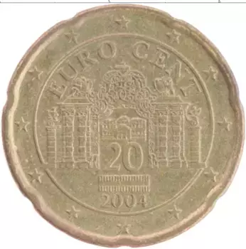 Монета 20 евроцентов Австрии 2004 года Латунь