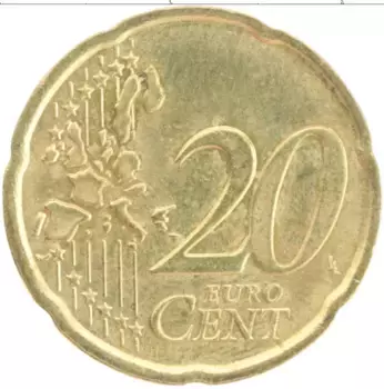 Монета 20 евроцентов Финляндии 2001 года Латунь
