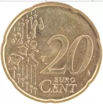Монета 20 евроцентов Франции 1999 года Латунь