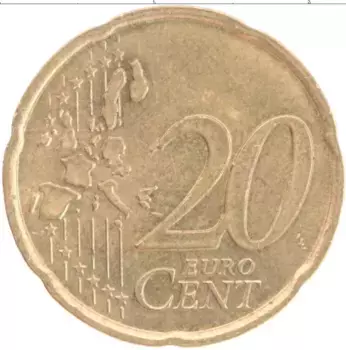 Монета 20 евроцентов Франции 1999 года Латунь