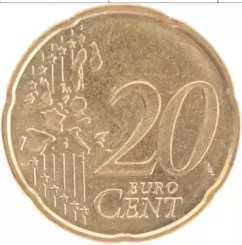Монета 20 евроцентов Франции 1999 года Латунь