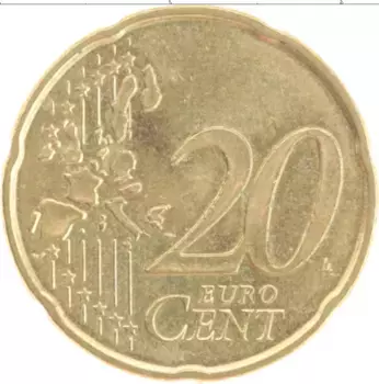Монета 20 евроцентов Франции 1999 года Латунь