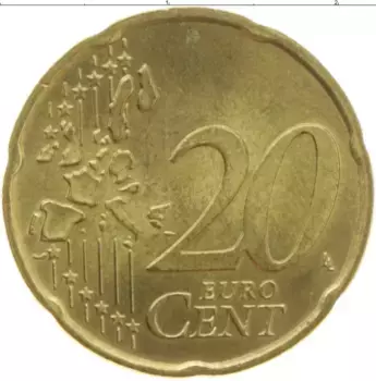 Монета 20 евроцентов Германии 2002 года Латунь J