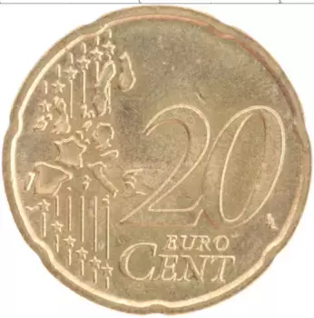Монета 20 евроцентов Германии 2002 года Латунь J