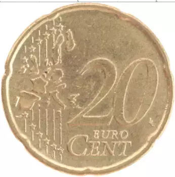 Монета 20 евроцентов Германии 2002 года Латунь F