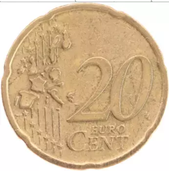 Монета 20 евроцентов Германии 2002 года Латунь А