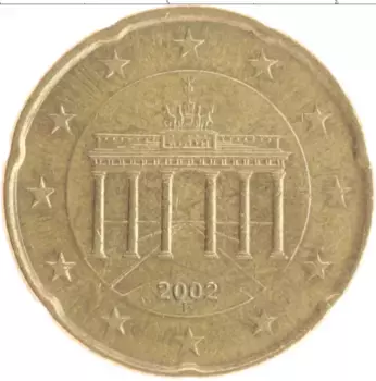 Монета 20 евроцентов Германии 2002 года Латунь F