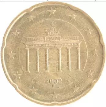 Монета 20 евроцентов Германии 2002 года Латунь F