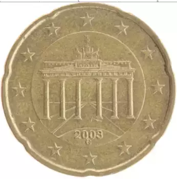 Монета 20 евроцентов Германии 2003 года Латунь G
