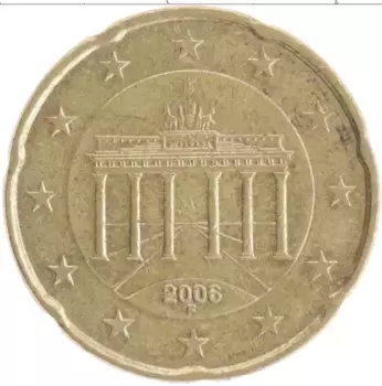 Монета 20 евроцентов Германии 2006 года Латунь F