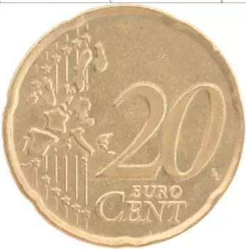 Монета 20 евроцентов Греции 2002 года Латунь