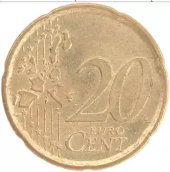 Монета 20 евроцентов Испании 1999 года Латунь