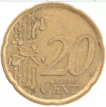 Монета 20 евроцентов Испании 1999 года Латунь