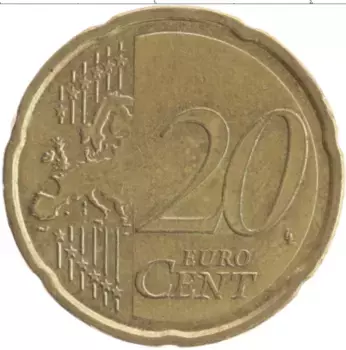 Монета 20 евроцентов Кипра 2008 года Латунь