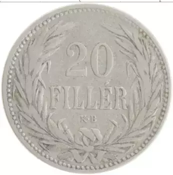 Монета 20 филлеров Венгрии 1893 года Медно-никель
