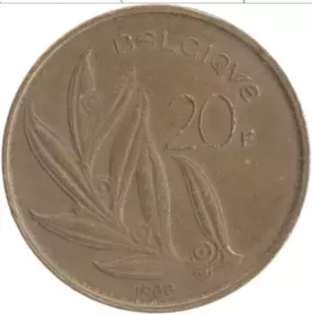 Монета 20 франков Бельгии 1980 года Бронза Король Бодуэн