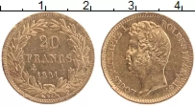 Монета 20 франков Франции 1831 года Золото А, Луи Филипп I