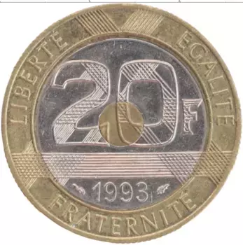 Монета 20 франков Франции 1992 года Биметалл Аббатство Мон-сен-Мишель