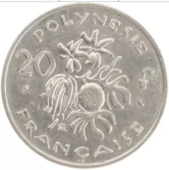 Монета 20 франков Полинезии 1967 года Медно-никель