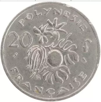Монета 20 франков Полинезии 1969 года Медно-никель