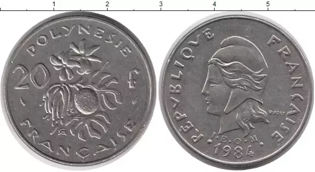 Монета 20 франков Полинезии 1984 года Медно-никель
