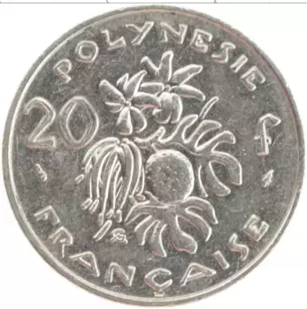 Монета 20 франков Полинезии 1992 года Медно-никель