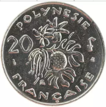 Монета 20 франков Полинезии 1998 года Медно-никель