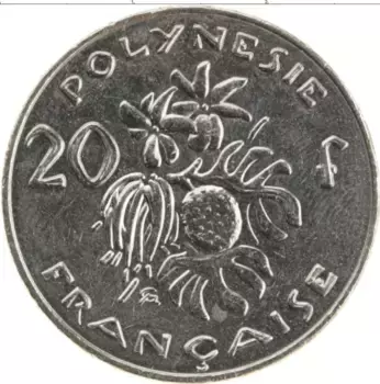 Монета 20 франков Полинезии 2004 года Медно-никель